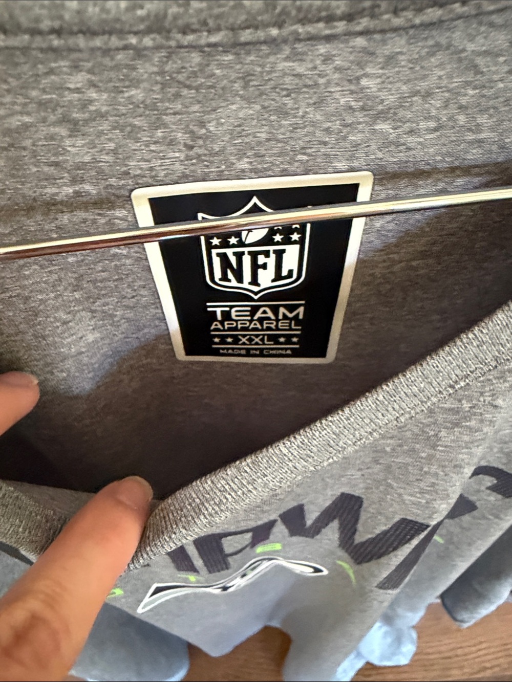 NFL Seattle Seahawks Gray Tee with Navy and Neon Green Accents - Picture 2 of 4